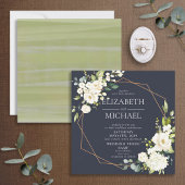 Square Copper Geometric Navy Blue White Floral Kaart