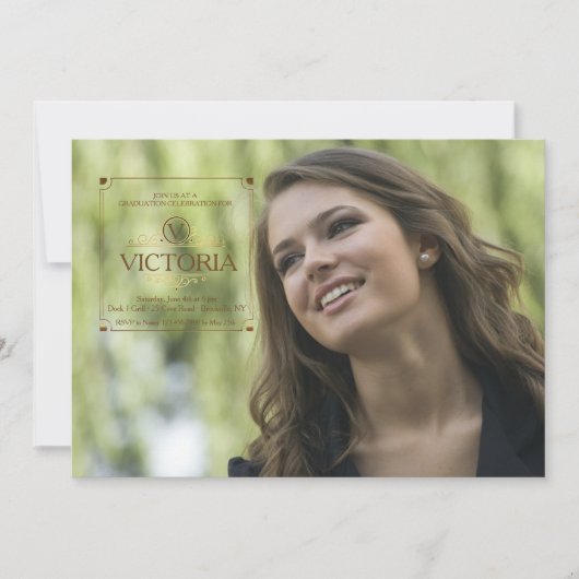 Square Copper Seal Afstuderen Photo Invitation Kaart (Voorkant)