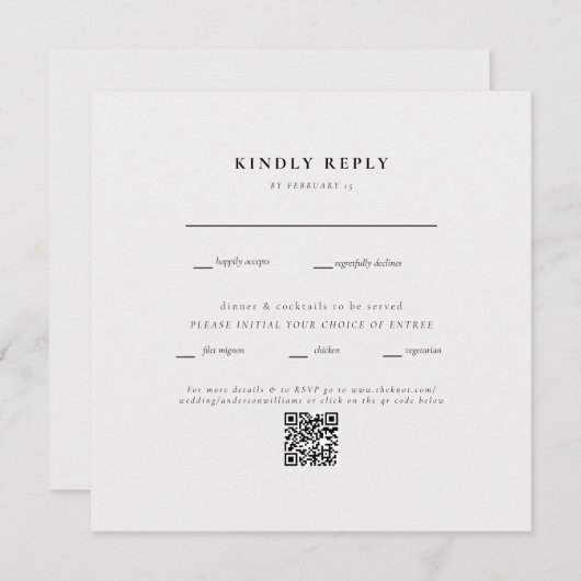 Square Cream Wedding QR Code II RSVP (Voorkant / Achterkant)