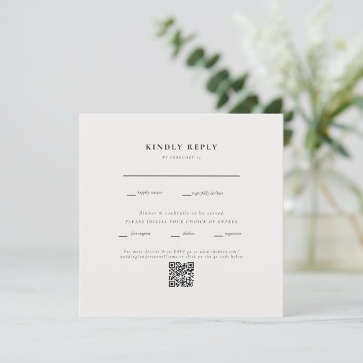 Square Cream Wedding QR Code II RSVP (Staand voorkant)
