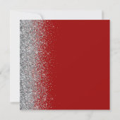 Square Crimson Red Silver Glitter Save the Date Aankondiging (Achterkant)