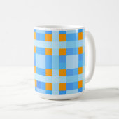 Square Crosses Check 10 Blue Oranje Koffiemok (Voorkant rechts)