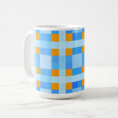 Square Crosses Check 10 Blue Oranje Koffiemok (Voorkant links)