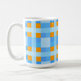 Square Crosses Check 10 Blue Oranje Koffiemok