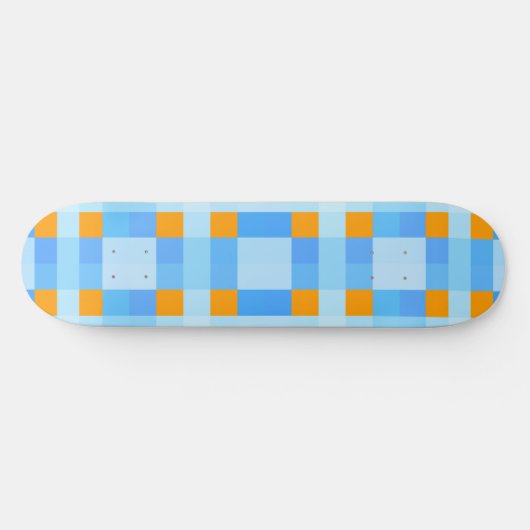 Square Crosses Check 10 Blue Oranje Persoonlijk Skateboard (Horizontaal)