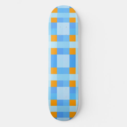 Square Crosses Check 10 Blue Oranje Persoonlijk Skateboard (Voorkant)