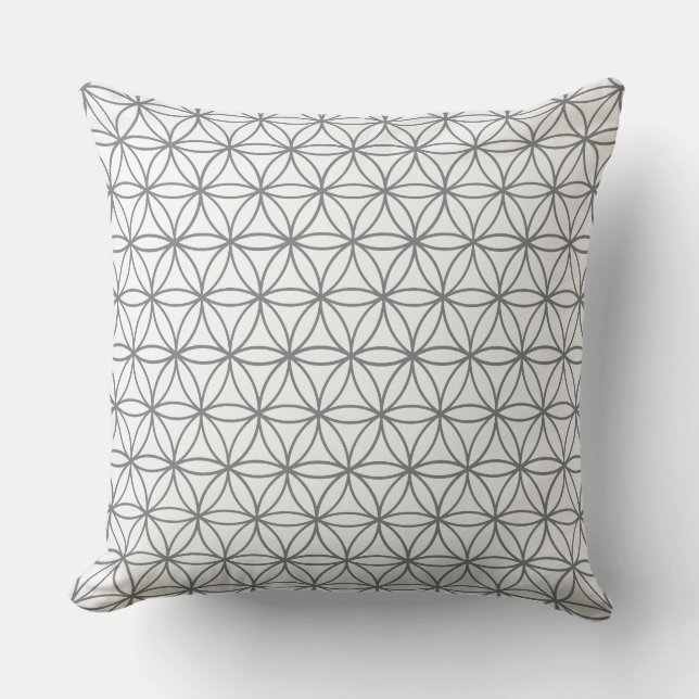 Square Cushion, Lotus Flower Graphic in grijs Kussen (Voorkant)