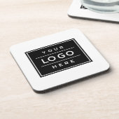 Square Custom Black Business Logo Company Branded Bier Onderzetter (Linkerzijde)
