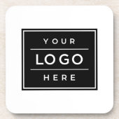Square Custom Black Business Logo Company Branded Bier Onderzetter (Voorkant)