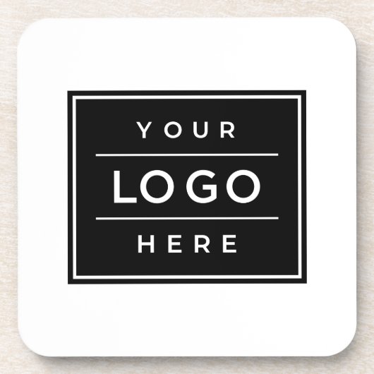 Square Custom Black Business Logo Company Branded Bier Onderzetter (Voorkant)