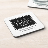 Square Custom Black Business Logo Company Branded Bier Onderzetter (Linkerzijde)