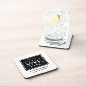 Square Custom Black Business Logo Company Branded Bier Onderzetter (Rechterzijde)