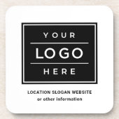 Square Custom Black Business Logo Company Branded Bier Onderzetter (Voorkant)
