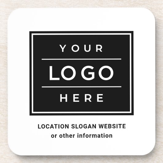 Square Custom Black Business Logo Company Branded Bier Onderzetter (Voorkant)