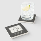 Square Custom Black Business Logo Company Branded Stenen Onderzetter (Zijkant)