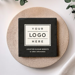 Square Custom Black Business Logo Company Branded Stenen Onderzetter