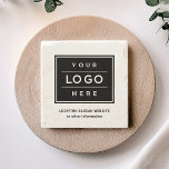 Square Custom Black Business Logo Company Branded Stenen Onderzetter<br><div class="desc">Vierkante onderzetters met eigen merk bieden uw professionele zakelijke logo. Voeg eenvoudig uw bedrijf logo aan het zwarte en witte placeholder afbeelding toe. De kleuren kunnen worden gewijzigd.</div>