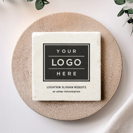 Square Custom Black Business Logo Company Branded Stenen Onderzetter