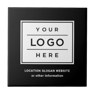 Square Custom Black Business Logo Company Branded Tegeltje