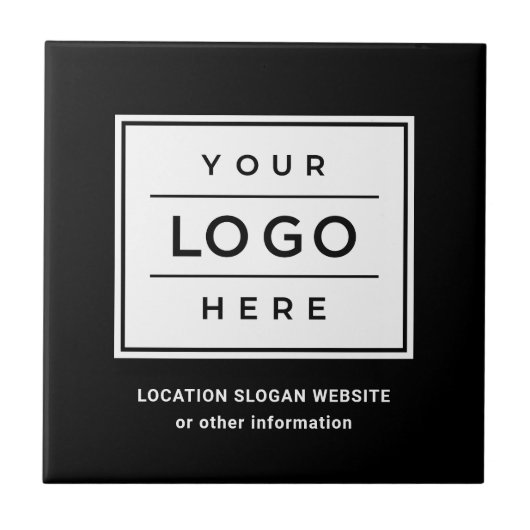 Square Custom Black Business Logo Company Branded Tegeltje (Voorkant)