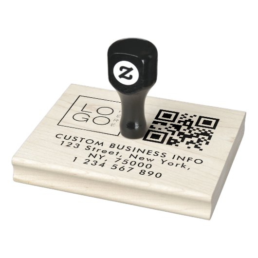 Square Custom Business Logo Qr-code & adres Rubberstempel (Stempel)