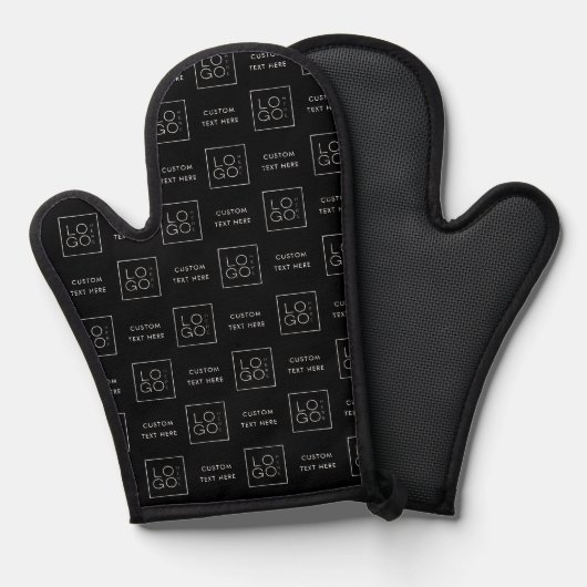 Square Custom Business Logo Text Black Achtergrond Ovenwant (Voorkant / Achterkant)