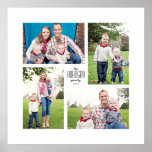 Square Custom Family 4-fotoafdrukken Poster<br><div class="desc">Vang de herinneringen van het jaar op in een aanpasbare vierkante afdruk met vier van uw favoriete familiefoto's,  naam en jaar.</div>
