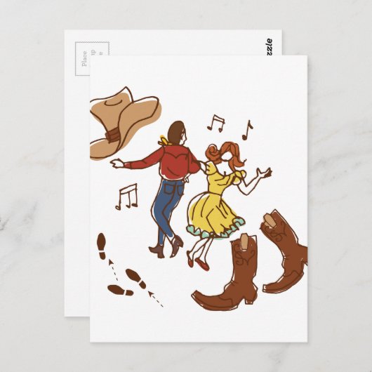 Square Dance Briefkaart (Voorkant / Achterkant)