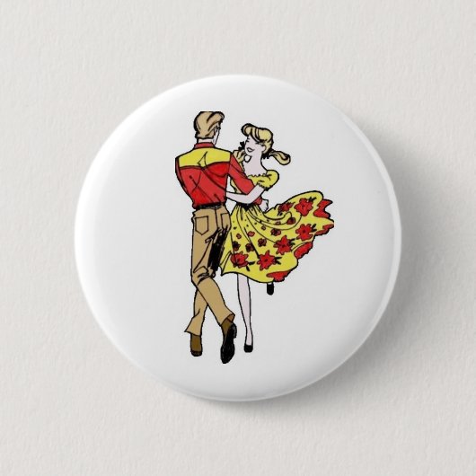 Square Dance Couple Ronde Button 5,7 Cm (Voorkant)