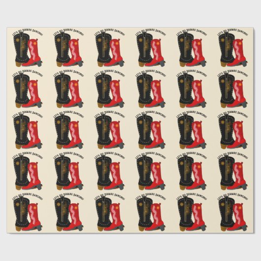 Square Dance Cowboy Boots Cadeaupapier (Vlak)