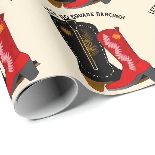 Square Dance Cowboy Boots Cadeaupapier (Rol Hoek)