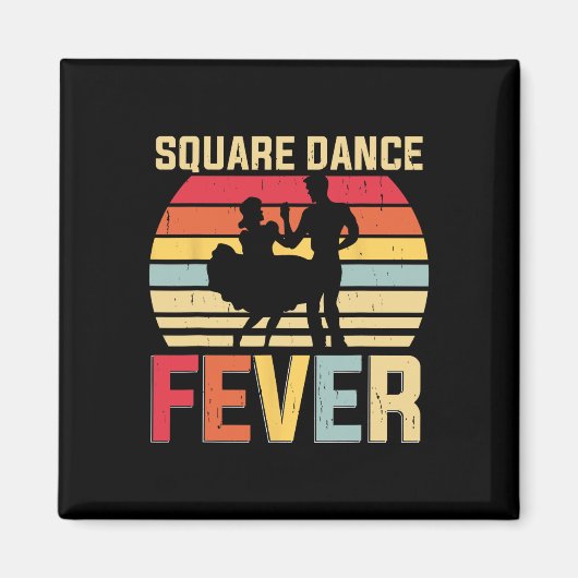Square Dance Fever Cowboy Country Music Square Dan Magneet (Voorkant)