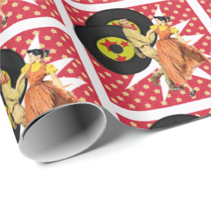 Square Dance of 50"s Dancers Gift Wrapping Cadeaupapier