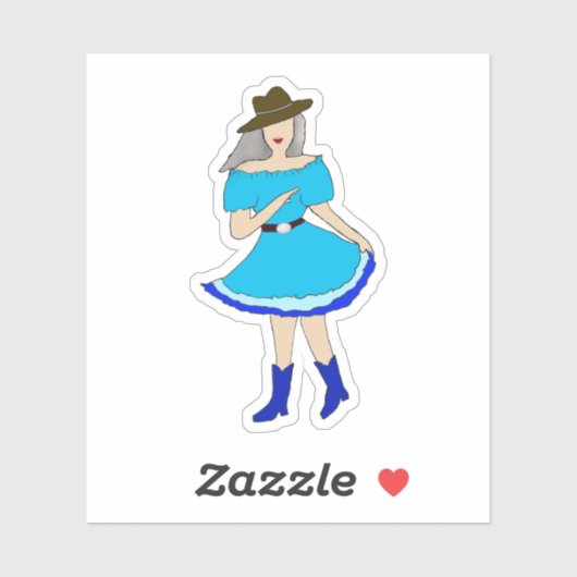 Square Dance Woman Sticker (Vel)