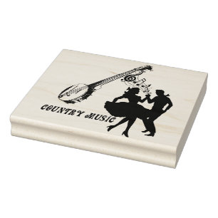 Square Dancers Country Music Banjo Art Rubberstempel
