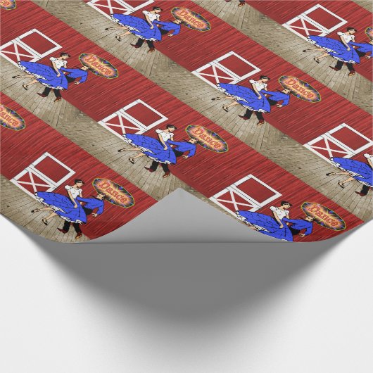 Square Dancing Barn Dance Scene Home-Down Cadeaupapier (Hoek)
