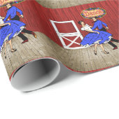 Square Dancing Barn Dance Scene Home-Down Cadeaupapier (Rol Hoek)