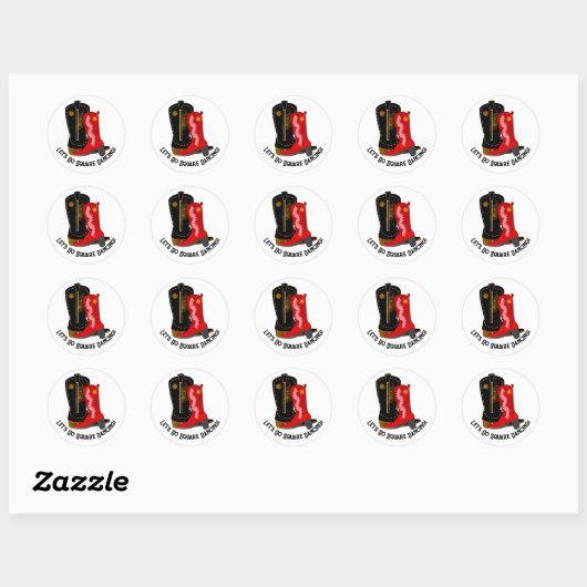 Square Dancing Boots Ronde Sticker (Vel)