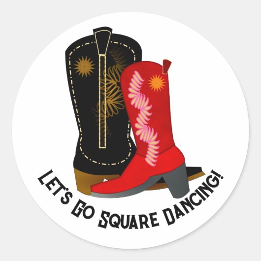 Square Dancing Boots Ronde Sticker (Voorkant)
