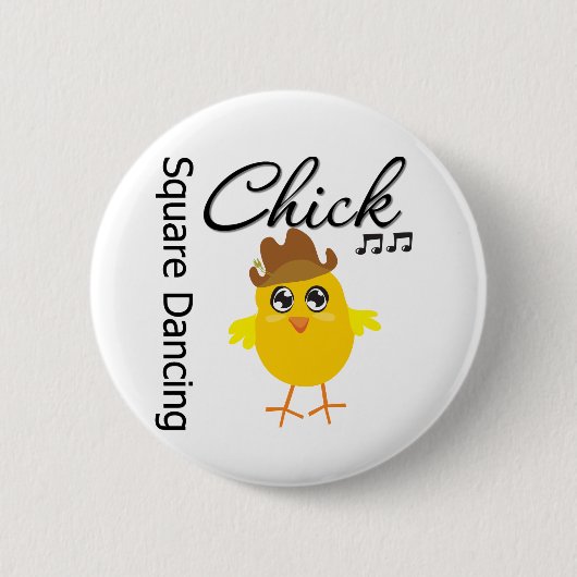 Square Dancing Chick Ronde Button 5,7 Cm (Voorkant)