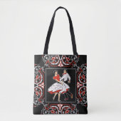 Square Dancing Couple Black Bandana Background Tote Bag (Voorkant)