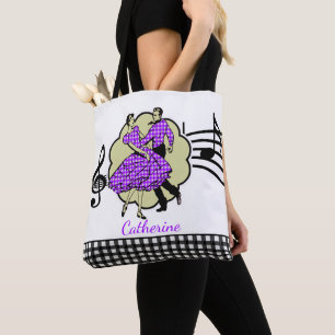 Square Dancing Couple in Paars (naam toevoegen) Tote Bag