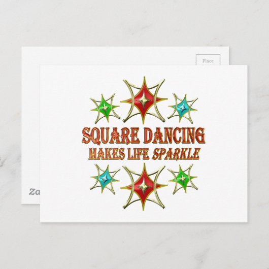 SQUARE DANCING FANCY STARS BRIEFKAART (Voorkant / Achterkant)