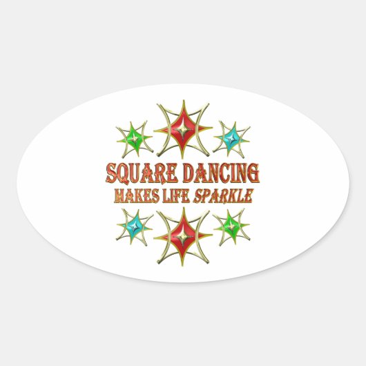 SQUARE DANCING FANCY STARS OVALE STICKER (Voorkant)