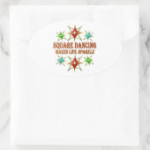 SQUARE DANCING FANCY STARS OVALE STICKER (Tas)