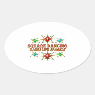 SQUARE DANCING FANCY STARS OVALE STICKER