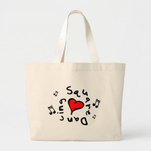Square Dancing I Heart-Love Gift Grote Tote Bag