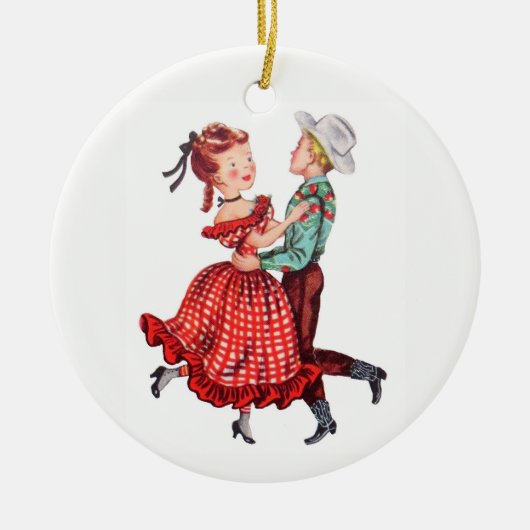 Square Dancing Keramisch Ornament (Voorkant)