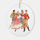 Square Dancing Keramisch Ornament (Links)