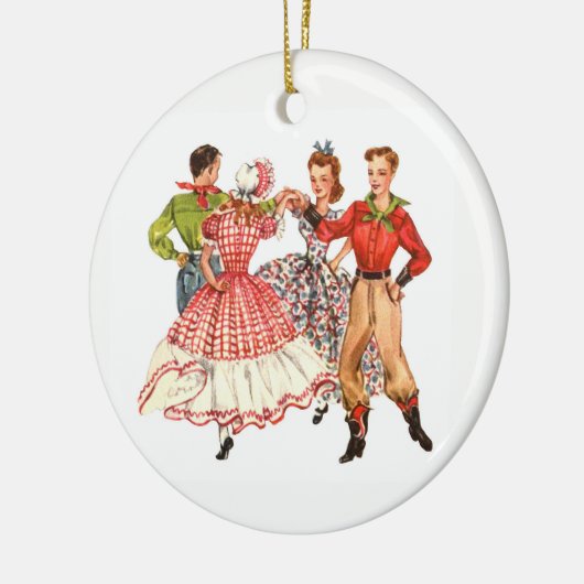 Square Dancing Keramisch Ornament (Links)